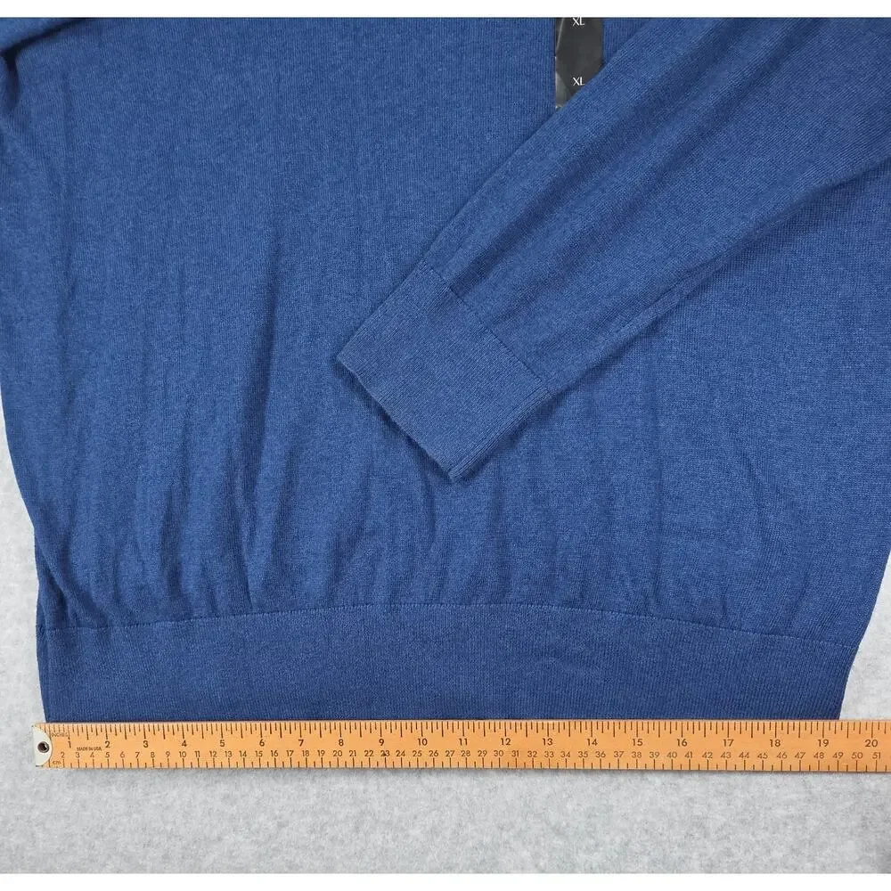 NWT Banana Republic Men XL Luxe V-Neck Sweater Blue Pullover Knit Lightweight